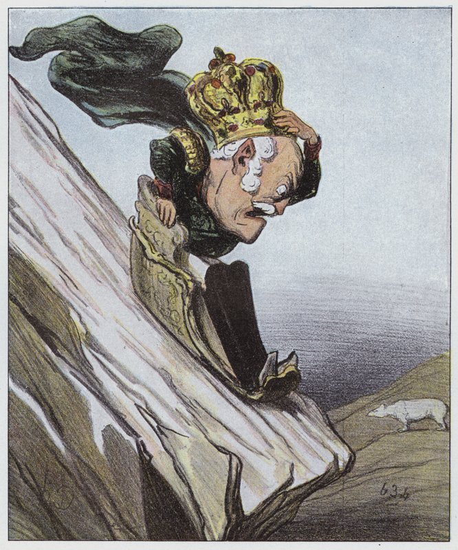 Na nieco niebezpiecznym zboczu (kolor lito) autorstwa Honore (after) Daumier