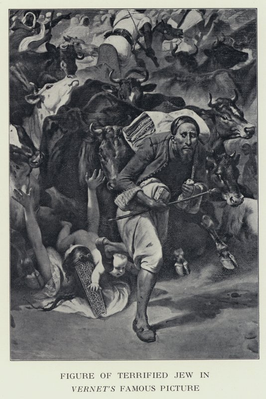 Figura przerażonego Żyda na słynnym obrazie Verneta - podobno przedstawienie barona Jamesa Rotszylda (zdjęcie czarno-białe) autorstwa Horace (after) Vernet