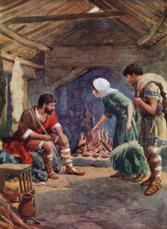 Alfred Wielki w Schludnej Chatce (kolor lito) autorstwa Howard Davie