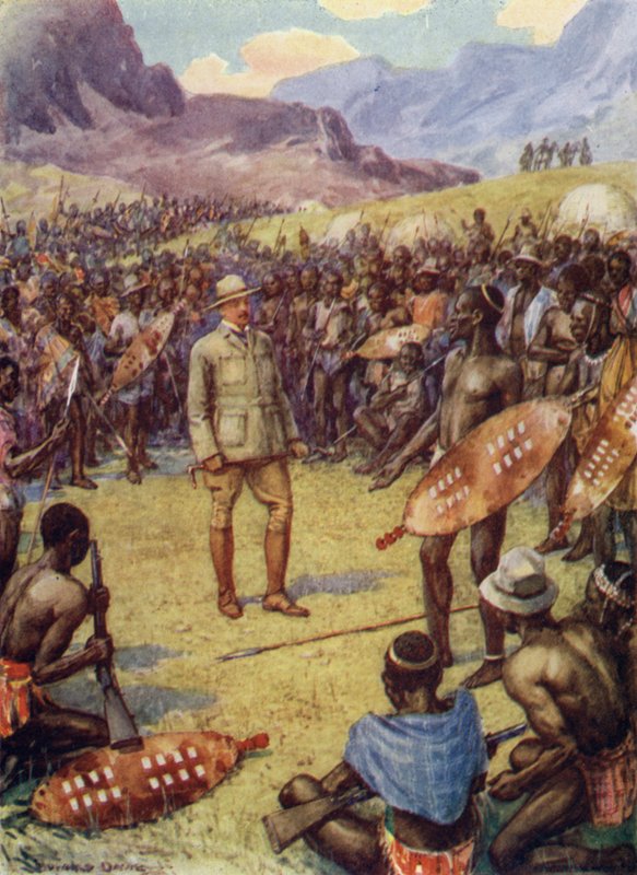 Cecil Rhodes, z Matabele (kolor lito) autorstwa Howard Davie
