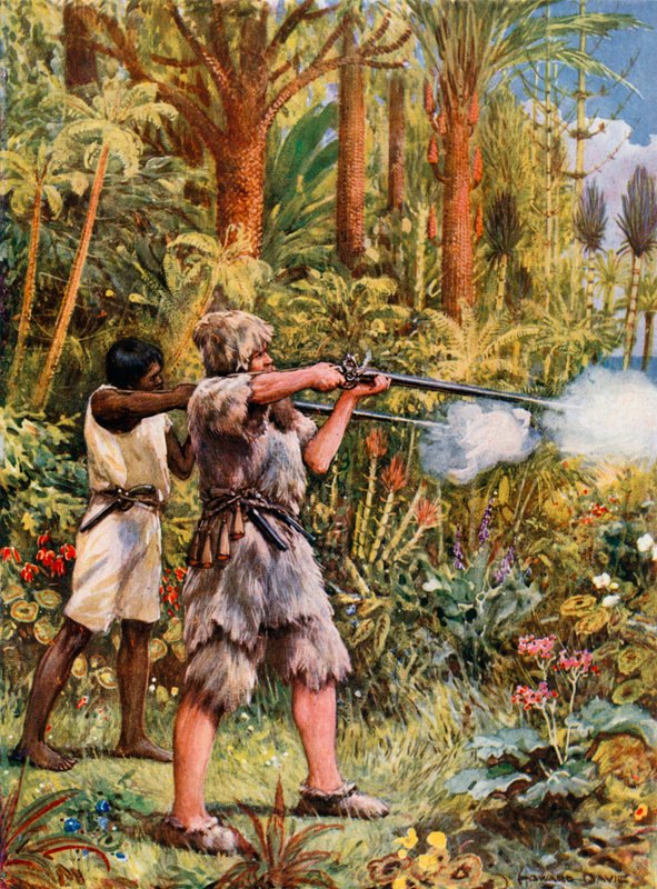 Ilustracja do Robinsona Crusoe autorstwa Howard Davie