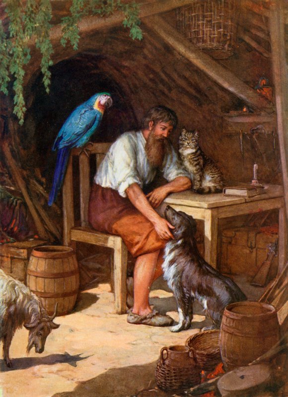 Ilustracja do Robinsona Crusoe autorstwa Howard Davie
