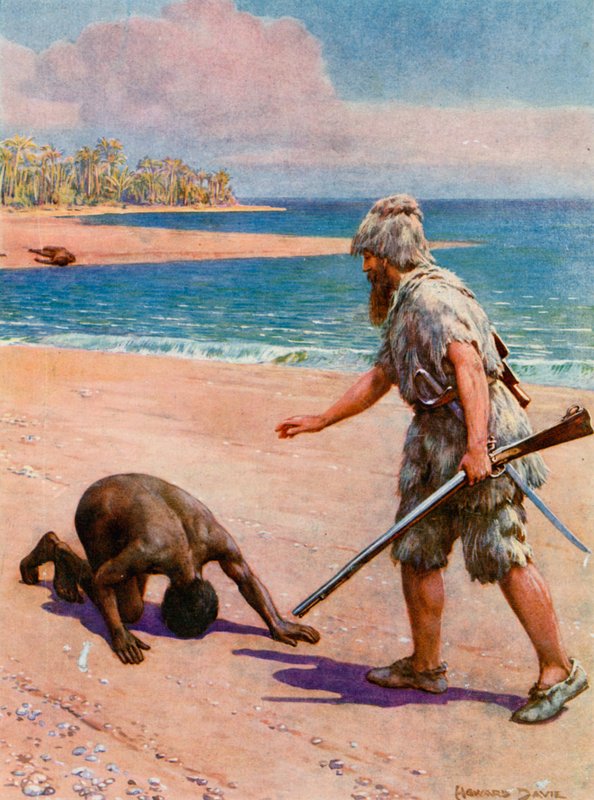 Ilustracja do Robinsona Crusoe autorstwa Howard Davie