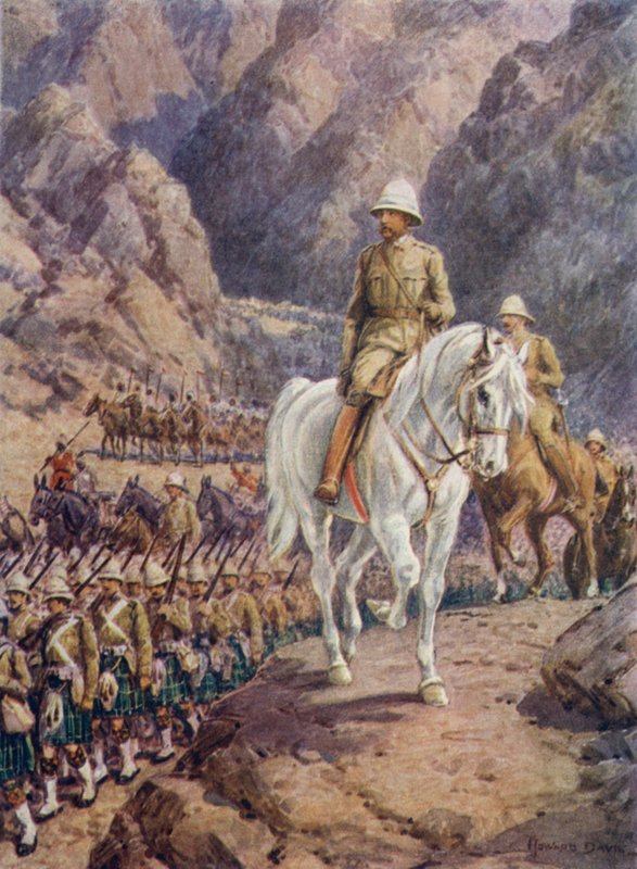 Lord Roberts, w marszu do Kandaharu (kolor lito) autorstwa Howard Davie