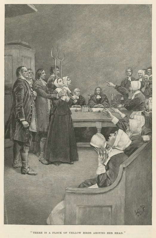 Wokół jej głowy jest stado żółtych ptaków autorstwa Howard Pyle