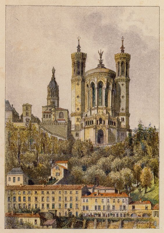 Notre-Dame De Fourvieres, A Lyon (kolorowa litografia) autorstwa Hubert Clerget
