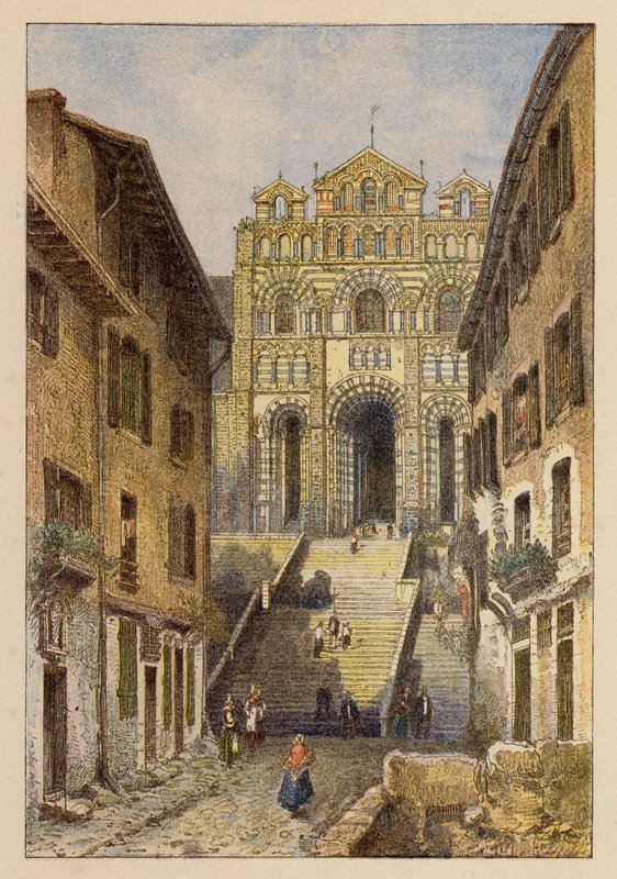 Notre-Dame De France, Au Puy (kolorowa litografia) autorstwa Hubert Clerget