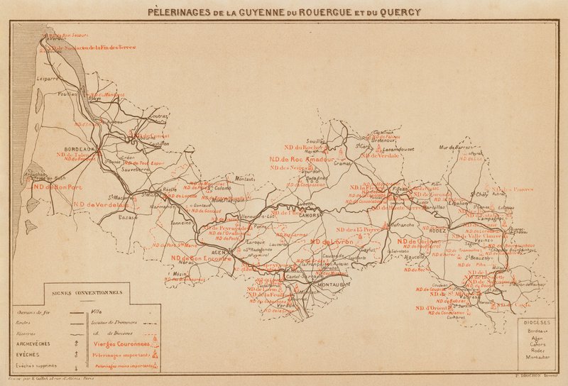 Pelerinages De La Guyenne Du Rouergue Et Du Quercy (kolorowa litografia) autorstwa Hubert Clerget