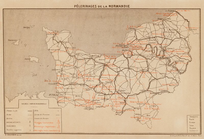 Pelerinages De La Normandie (kolorowa litografia) autorstwa Hubert Clerget