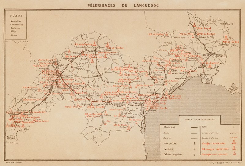 Pelerinages Du Languedoc (kolorowa litografia) autorstwa Hubert Clerget