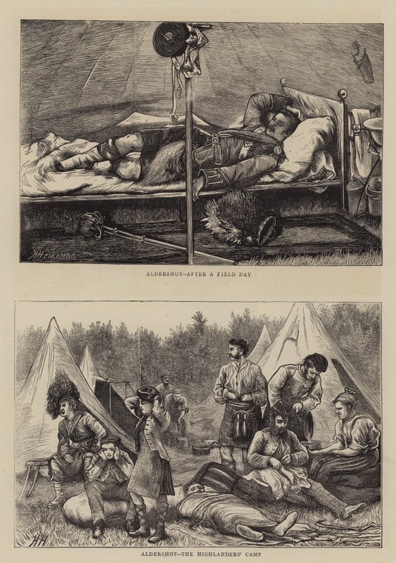 Aldershot, obóz górali autorstwa Hubert von Herkomer