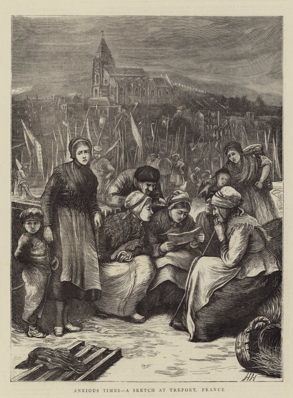 Niespokojne czasy, szkic w Treport we Francji autorstwa Hubert von Herkomer