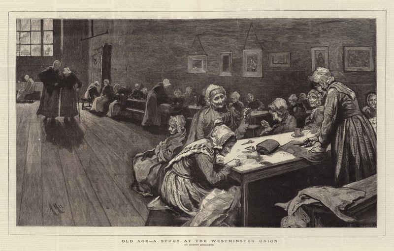 Starość, badanie w Westminster Union autorstwa Hubert von Herkomer