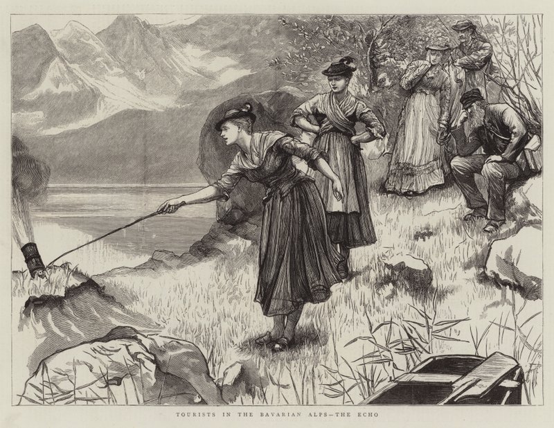 Turyści w Alpach Bawarskich, Echo autorstwa Hubert von Herkomer