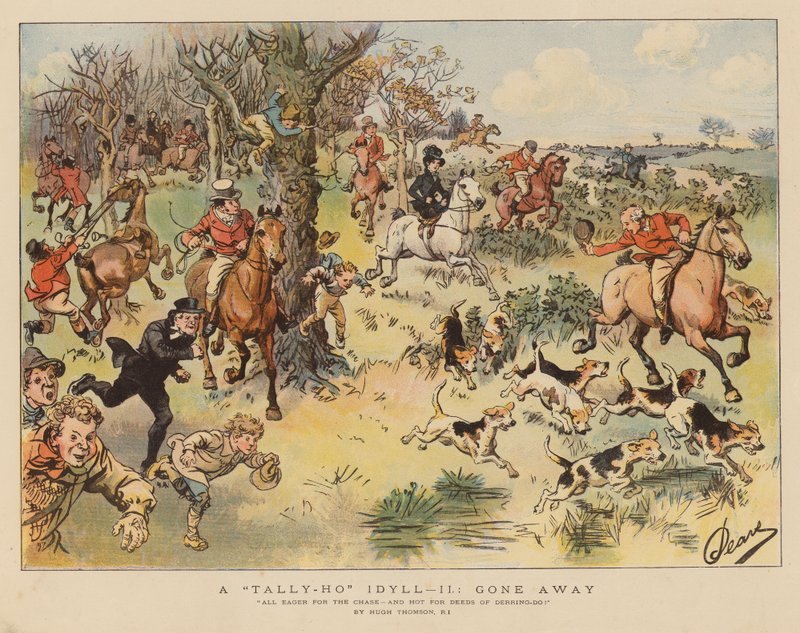 Idylla Tally-Ho: odeszła (kolorowa litografia) autorstwa Hugh Thomson