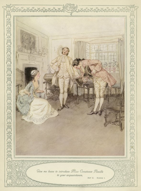 Ilustracja do książki Goldsmitha "She Stoops to Conquer". autorstwa Hugh Thomson