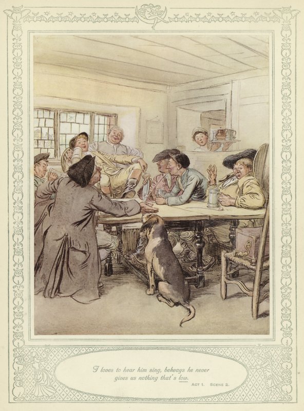 Ilustracja do złotnika Ona pochyla się, by podbić autorstwa Hugh Thomson