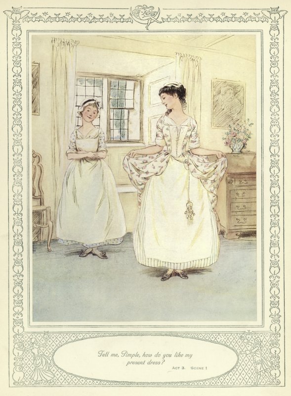 Ilustracja do złotnika Ona pochyla się, by podbić autorstwa Hugh Thomson