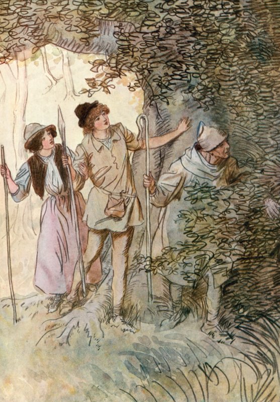 Ilustracja do Szekspira Jak wam się podoba (kolor lito) autorstwa Hugh Thomson