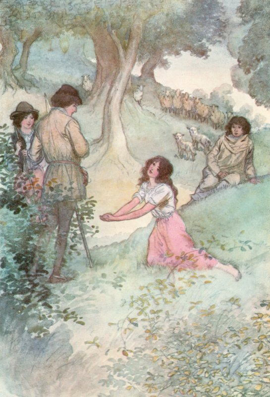 Ilustracja do Szekspira Jak wam się podoba (kolor lito) autorstwa Hugh Thomson