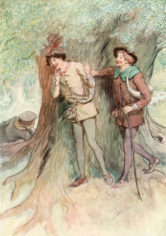 Ilustracja do Szekspira Jak wam się podoba (kolor lito) autorstwa Hugh Thomson