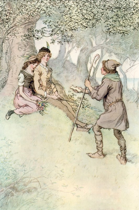 Ilustracja do Szekspira, tak jak lubisz autorstwa Hugh Thomson