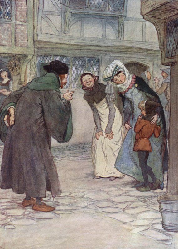 Ilustracja do Wesołych żon z Windsoru (kolor lito) autorstwa Hugh Thomson