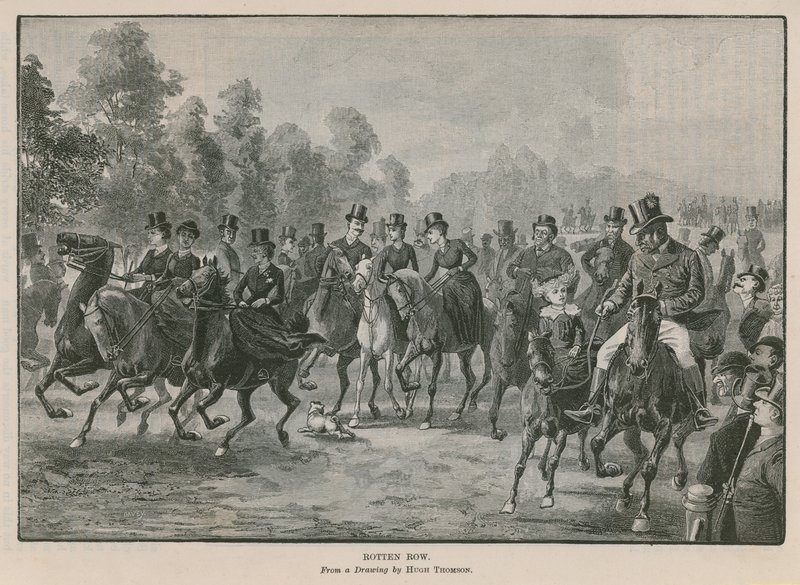 Rotten Row, Hyde Park, Londyn autorstwa Hugh Thomson