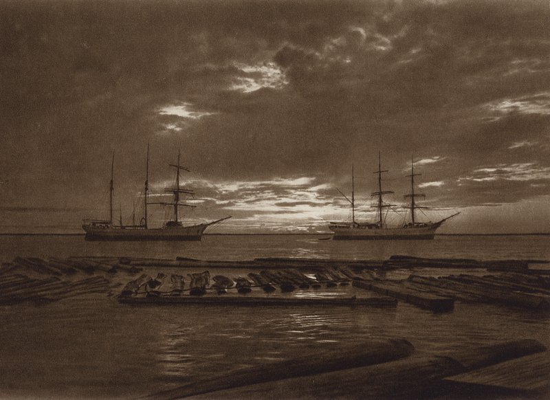 Meksyk: zmrok, Laguna del Carmen, stan Campeche (zdjęcie czarno-białe) autorstwa Hugo Brehme
