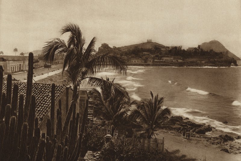 Meksyk: Zatoka Mazatlan (zdjęcie czarno-białe) autorstwa Hugo Brehme