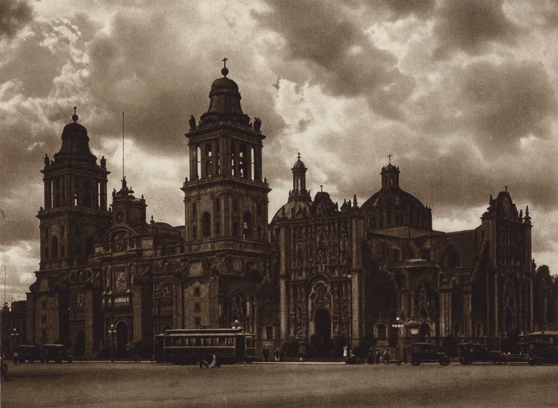 Meksyk: stolica Mejico, La catedral (zdjęcie czarno-białe) autorstwa Hugo Brehme