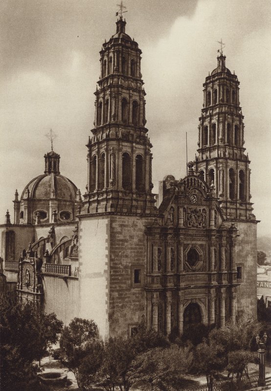 Meksyk: Katedra w Chihuahua (zdjęcie czarno-białe) autorstwa Hugo Brehme