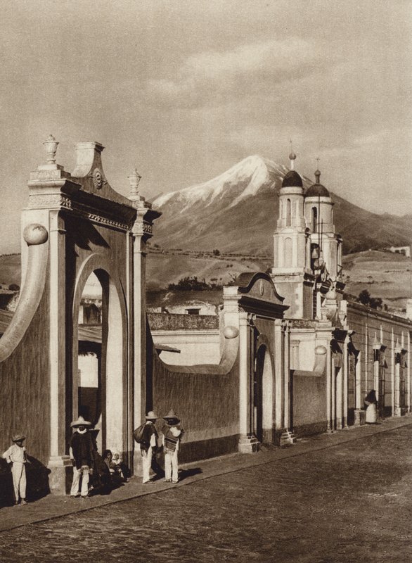 Meksyk: Chalchicomula z Pico de Orizaba (zdjęcie czarno-białe) autorstwa Hugo Brehme