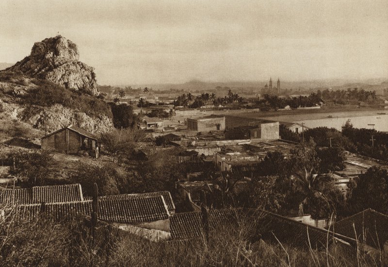Meksyk: port Mazatlan (zdjęcie czarno-białe) autorstwa Hugo Brehme