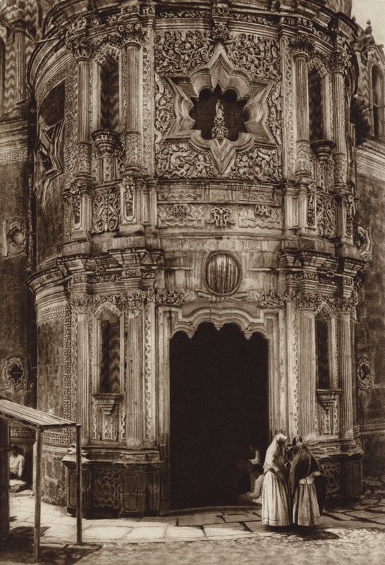 Meksyk: Guadalupe Hidalgo, Capilla del pozo (zdjęcie czarno-białe) autorstwa Hugo Brehme