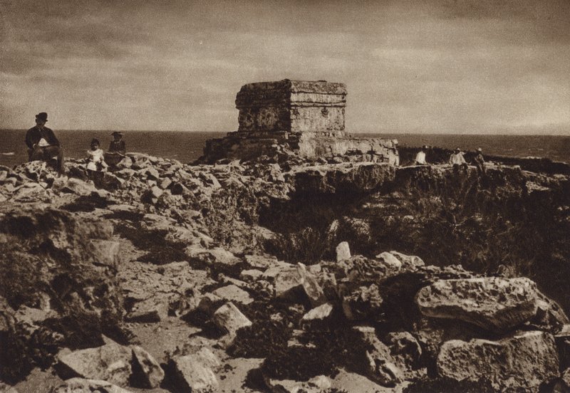 Meksyk: Isla de las Mujeres, Jukatan (zdjęcie czarno-białe) autorstwa Hugo Brehme