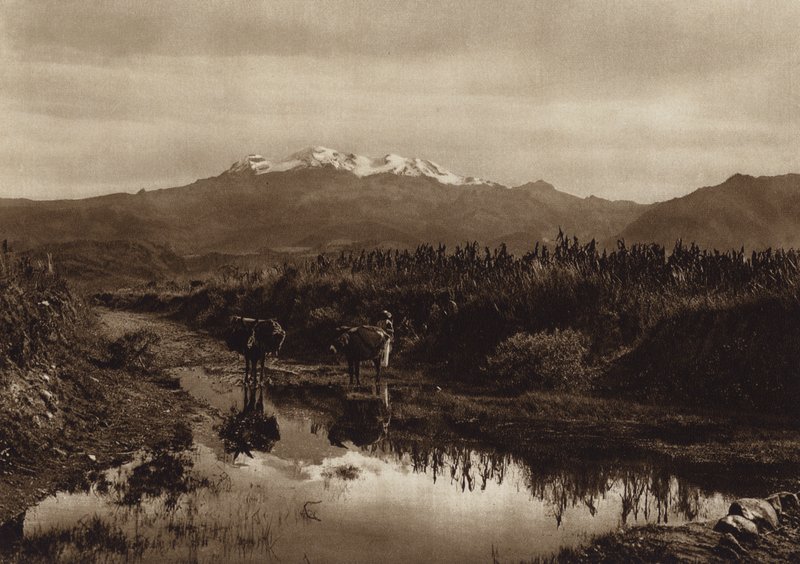 Meksyk: Iztaccihuatl (zdjęcie czarno-białe) autorstwa Hugo Brehme