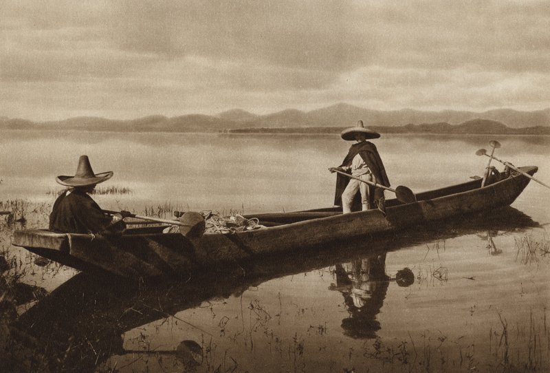 Meksyk: Laguna de Patzcuaro (zdjęcie czarno-białe) autorstwa Hugo Brehme