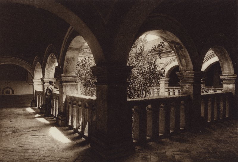 Meksyk: Monasterio Churubusco (zdjęcie czarno-białe) autorstwa Hugo Brehme
