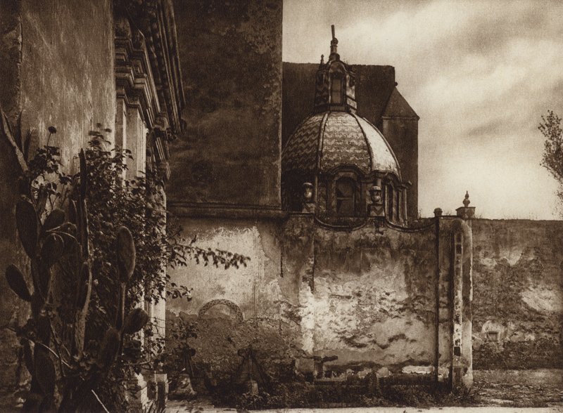 Meksyk: Monasterio Churubusco (zdjęcie czarno-białe) autorstwa Hugo Brehme