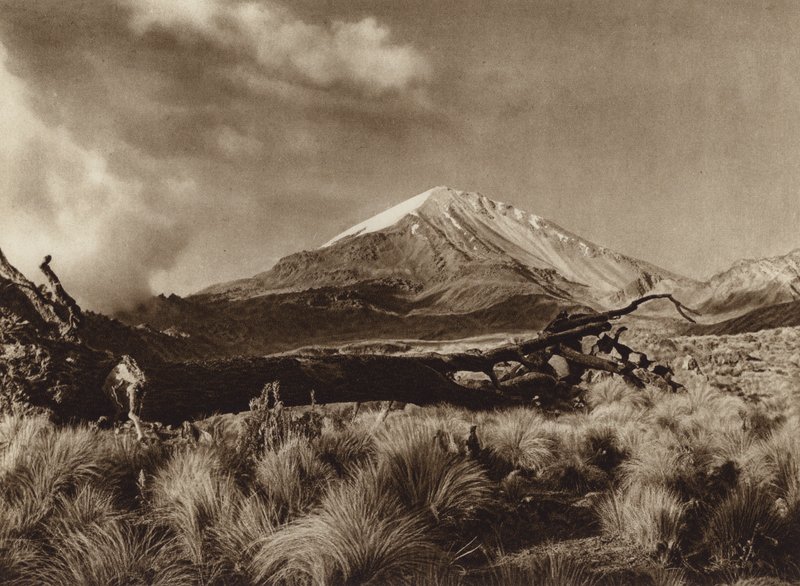 Meksyk: Pico de Orizaba, stan Puebla (zdjęcie czarno-białe) autorstwa Hugo Brehme