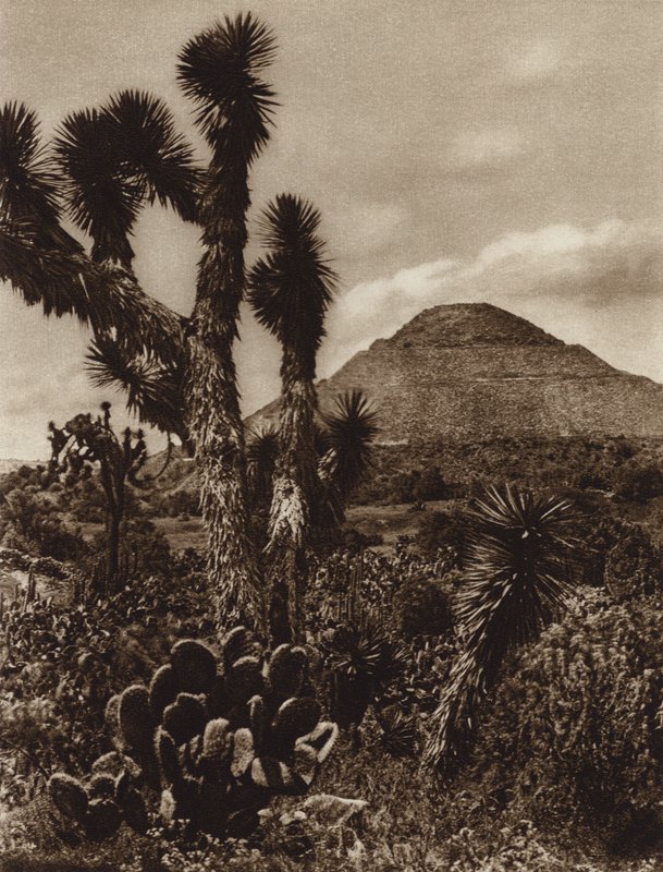 Meksyk: San Juan Teotihuacan, Piramida Księżyca (zdjęcie czarno-białe) autorstwa Hugo Brehme