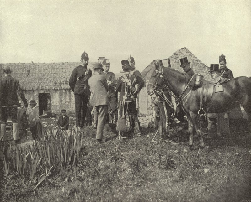 Miejsce eksmisji, posiadłość Vandeleur, hrabstwo Clare (zdjęcie czarno-białe) autorstwa Irish Photographer