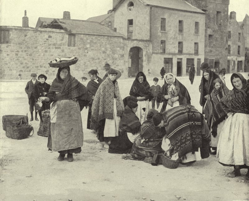 Targ rybny, Galway (zdjęcie czarno-białe) autorstwa Irish Photographer