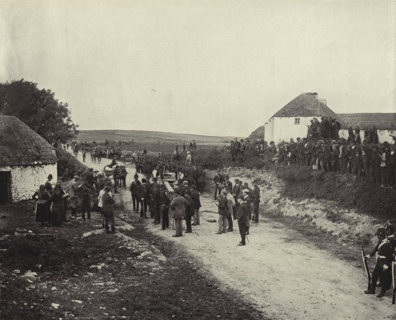 Marsz do eksmisji, hrabstwo Clare (czarno-białe zdjęcie) autorstwa Irish Photographer