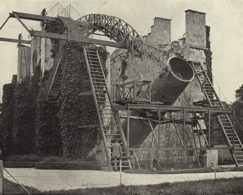 The Great Rosse Telescope, Birr Castle, Kings County (zdjęcie czarno-białe) autorstwa Irish Photographer