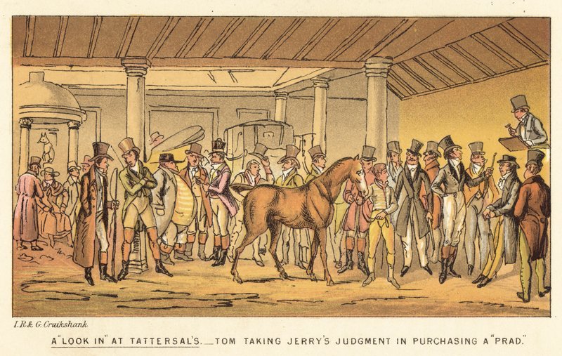 Spojrzenie na Tattersalls autorstwa Isaac, Robert and George Cruikshank