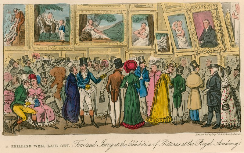 Dobrze wydany szyling: Tom i Jerry na wystawie obrazów w Royal Academy autorstwa Isaac, Robert and George Cruikshank