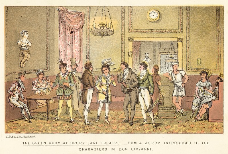 Sala Zielona w Teatrze Drury Lane autorstwa Isaac, Robert and George Cruikshank
