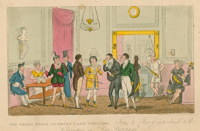 The Green Room w Drury Lane Theatre w Londynie autorstwa Isaac, Robert and George Cruikshank